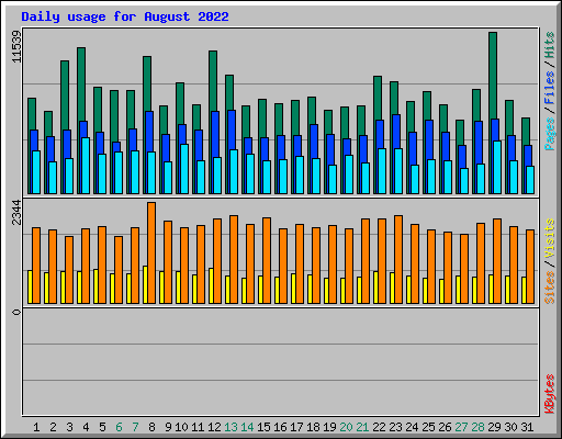 Daily usage for August 2022